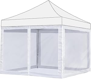 DGCANOPY Mesh Sidewalls for 10x10ft Pop-Up Tent Canopy, White (4 Sidewalls Only, NOT Including Frame and Top)