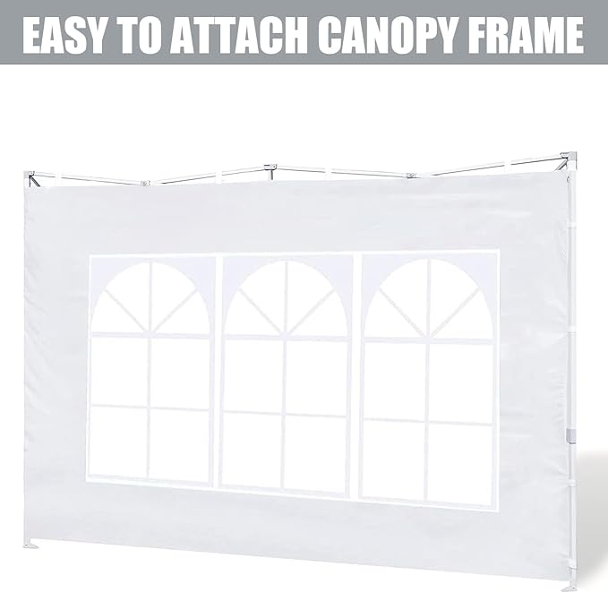DGCANOPY Side Wall with Window for 10x10 Canopy Frame, a set, 4 Pcs Sunwalls,White