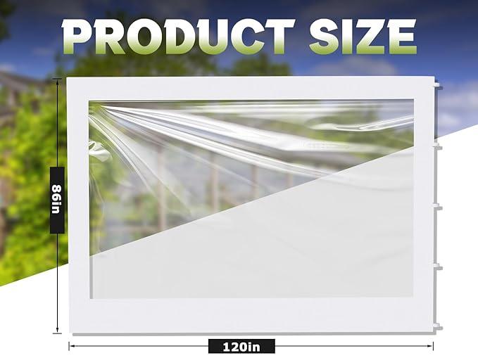 DGCANOPY Clear Window Sidewall for 10x10ft Canopy Frame, 4 clear Sunwalls Only,(White)