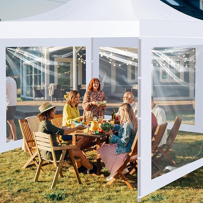 DGCANOPY Clear Window Sidewall for 10x10ft Canopy Frame, 4 clear Sunwalls Only,(White)