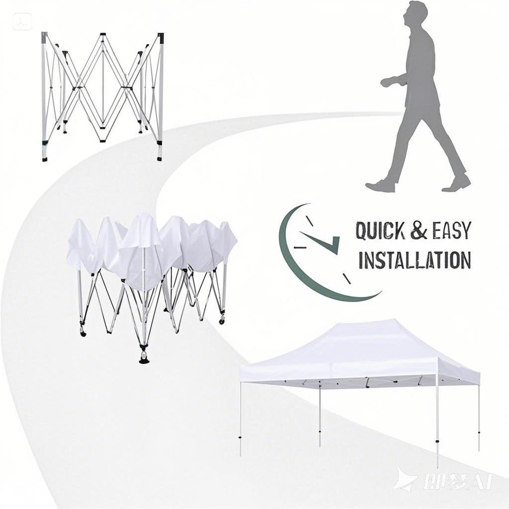 DGCANOPY 10x15ft Instant Canopy, Portable Outdoor Canopy Instant Tent, Commercial Shade Canopy with Wheeled Carry Bag, 4 weight bags, Steel frame, White
