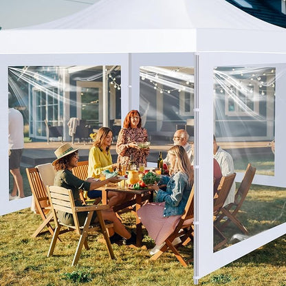 DGCANOPY Clear Window Sidewall for 10x10ft Canopy Frame, 4 clear Sunwalls Only,(White）